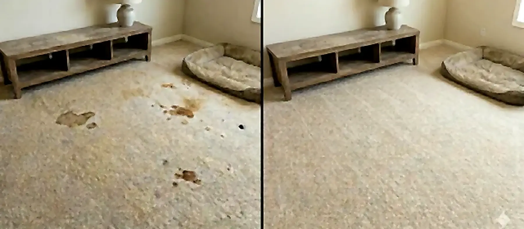 Before and after: Pet stain before and after professional treatment