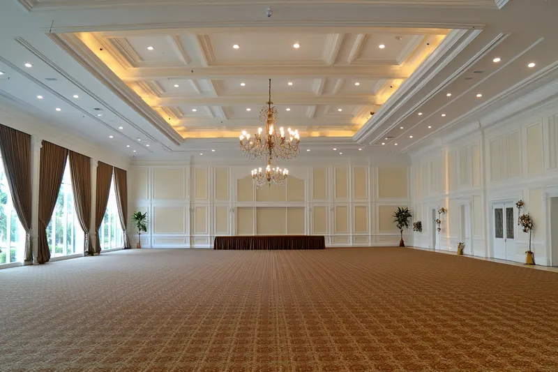 A commercial lobby with freshly cleaned carpet