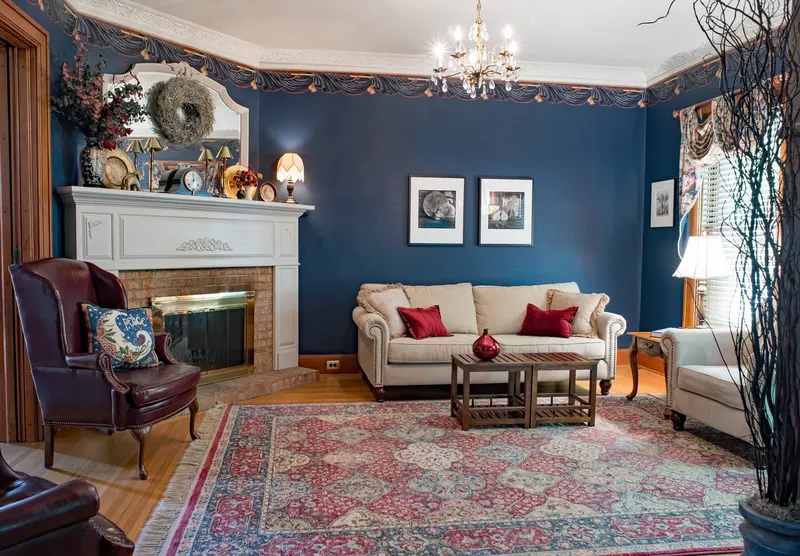 An Oriental rug cleaned in place in a customer's living room